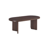 Table basse noyer & plateau céramique travertin mat – 120x60x45 cm - Destock linge