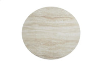 Table Basse FAMOUS – Pied effet noyer & plateau céramique travertin brillant (80 cm)