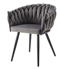 🪑 Ensemble Table JESSICA Pied Noir Effet Marbre 100 cm + 4 Chaises Tressées