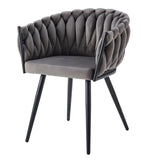 🪑 Ensemble Table JESSICA Pied Noir Effet Marbre 100 cm + 4 Chaises Tressées