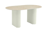 🌿 Table SELENA – Douceur beige & charme travertin (180x90 cm)