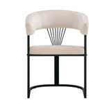 Lot de 4 ou 6 chaises avec accoudoirs BRITTANY – Métal noir, velours beige