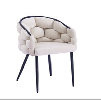 Lot de 2 chaises BALLON velours beige pied métal noir