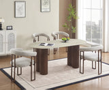 ENSEMBLE TABLE VENEZIA + 4 CHAISES NAIA – TRAVERTIN BRILLANT & NOYER