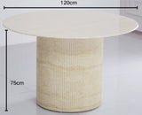 Ensemble Table à Manger Ronde BAIETAA 120 cm & 4 ou 6 Chaises MELLOW – Travertin & Sable