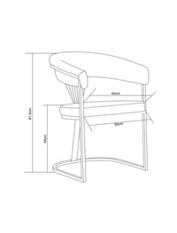 Lot de 4 ou 6 chaises avec accoudoirs BRITTANY – Métal noir, velours beige