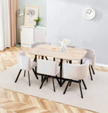 Ensemble VENDÔME 6+1 — Table + 6 Chaises Beige (Pieds Noirs)