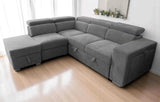 Canapé Angle Réversible Convertible – Velours Côtelé Gris