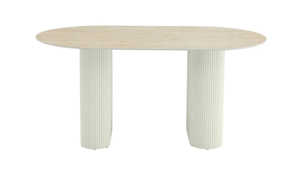 🌿 Table SELENA – Douceur beige & charme travertin (180x90 cm)
