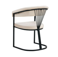 Lot de 4 ou 6 chaises avec accoudoirs BRITTANY – Métal noir, velours beige