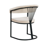 Lot de 4 ou 6 chaises avec accoudoirs BRITTANY – Métal noir, velours beige