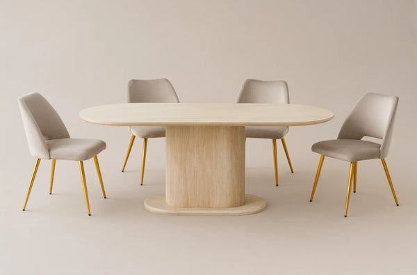 TABLE À MANGER LÉA – EFFET TRAVERTIN