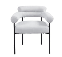 Lot de 4 chaises avec accoudoirs BULLE – Pied métal noir, tissu sergé gris