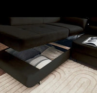 ⭐ BEST SELLER – Canapé d’Angle TOULOUSE velours Noir (Droit) – Convertible + Coffre