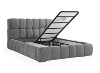 🛏️ Lit Coffre MILANO – Tissu Gris Capitonné 160x200
