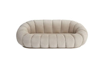 Canapé PERLE velours beige 180 cm – Design arrondi & confort cocooning - Destock linge