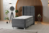 🛏️ Lit Coffre AZBA – Velours Gris anthracite + Matelas 30 cm à ressorts