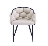 Lot de 2 chaises BALLON velours beige pied métal noir