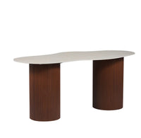 TABLE À MANGER NIKI — Pieds Noyer & Plateau Céramique Travertin Mat (180×90×75 cm)