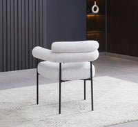 Lot de 4 chaises avec accoudoirs BULLE – Pied métal noir, tissu sergé gris