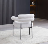 Lot de 4 chaises avec accoudoirs BULLE – Pied métal noir, tissu sergé gris