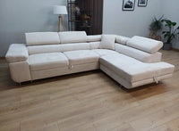 ⭐ BEST SELLER – Canapé d’Angle TOULOUSE velours Beige (Droit) – Convertible + Coffre