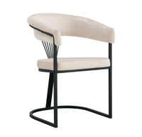 Lot de 4 ou 6 chaises avec accoudoirs BRITTANY – Métal noir, velours beige