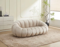Canapé PERLE velours beige 180 cm – Design arrondi & confort cocooning - Destock linge