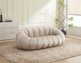 Canapé PERLE velours beige 180 cm – Design arrondi & confort cocooning - Destock linge