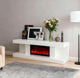 Meuble TV cheminée KATTY 160 cm avec chauffage – Design moderne - Destock linge