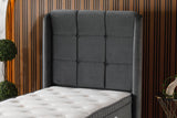 🛏️ Lit Coffre AZBA – Velours Gris anthracite + Matelas 30 cm à ressorts