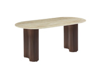 ENSEMBLE TABLE VENEZIA + 4 CHAISES NAIA – TRAVERTIN BRILLANT & NOYER