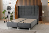 🛏️ Lit Coffre AZBA – Velours Gris anthracite