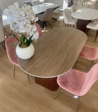 Table à manger ROXY – Pied noyer, céramique effet noyer 180×90×75 cm