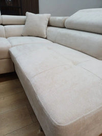 ⭐ BEST SELLER – Canapé d’Angle TOULOUSE velours Beige (Droit) – Convertible + Coffre