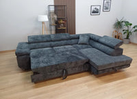 ⭐ BEST SELLER – Canapé d’Angle TOULOUSE velours Gris anthracite (Droit) – Convertible + Coffre