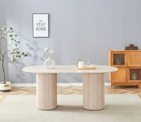 Table à Manger KEYSHA – Élégance naturelle en travertin