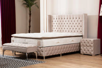 Lit clouté coffre + matelas 30cm