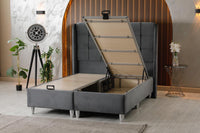 🛏️ Lit Coffre AZBA – Velours Gris anthracite
