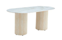 TABLE A MANGER KEYSHA TRAVERTIN CERAMIQUE MOKA 180x90cm + 4 ou 6 chaises