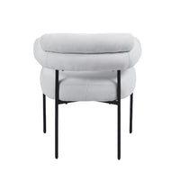 Lot de 4 chaises avec accoudoirs BULLE – Pied métal noir, tissu sergé gris