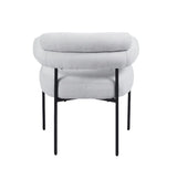 Lot de 4 chaises avec accoudoirs BULLE – Pied métal noir, tissu sergé gris
