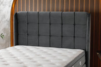 🛏️ Lit Coffre AZBA – Velours Gris anthracite + Matelas 30 cm à ressorts