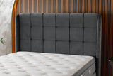🛏️ Lit Coffre AZBA – Velours Gris anthracite + Matelas 30 cm à ressorts