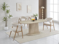 Table repas LOKA effet travertin – 180 cm | Design chic & moderne - Destock linge