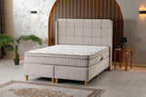 🛏️ Lit Coffre AZBA – Velours Beige + Matelas 30 cm à ressorts
