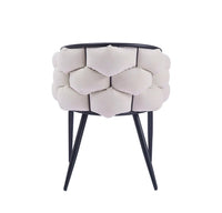 Lot de 4 chaises BALLON – métal noir, velours beige