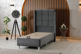 🛏️ Lit Coffre AZBA – Velours Gris anthracite