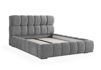 🛏️ Lit Coffre MILANO – Tissu Gris Capitonné 160x200
