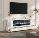 Meuble TV cheminée FLAMORA 1500W avec télécommande – Effet flamme 3D multicolore - Destock linge